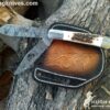 Custom Damascus Trapper Knife with twist-pattern steel, clip and spey blades, and stag antler handle.