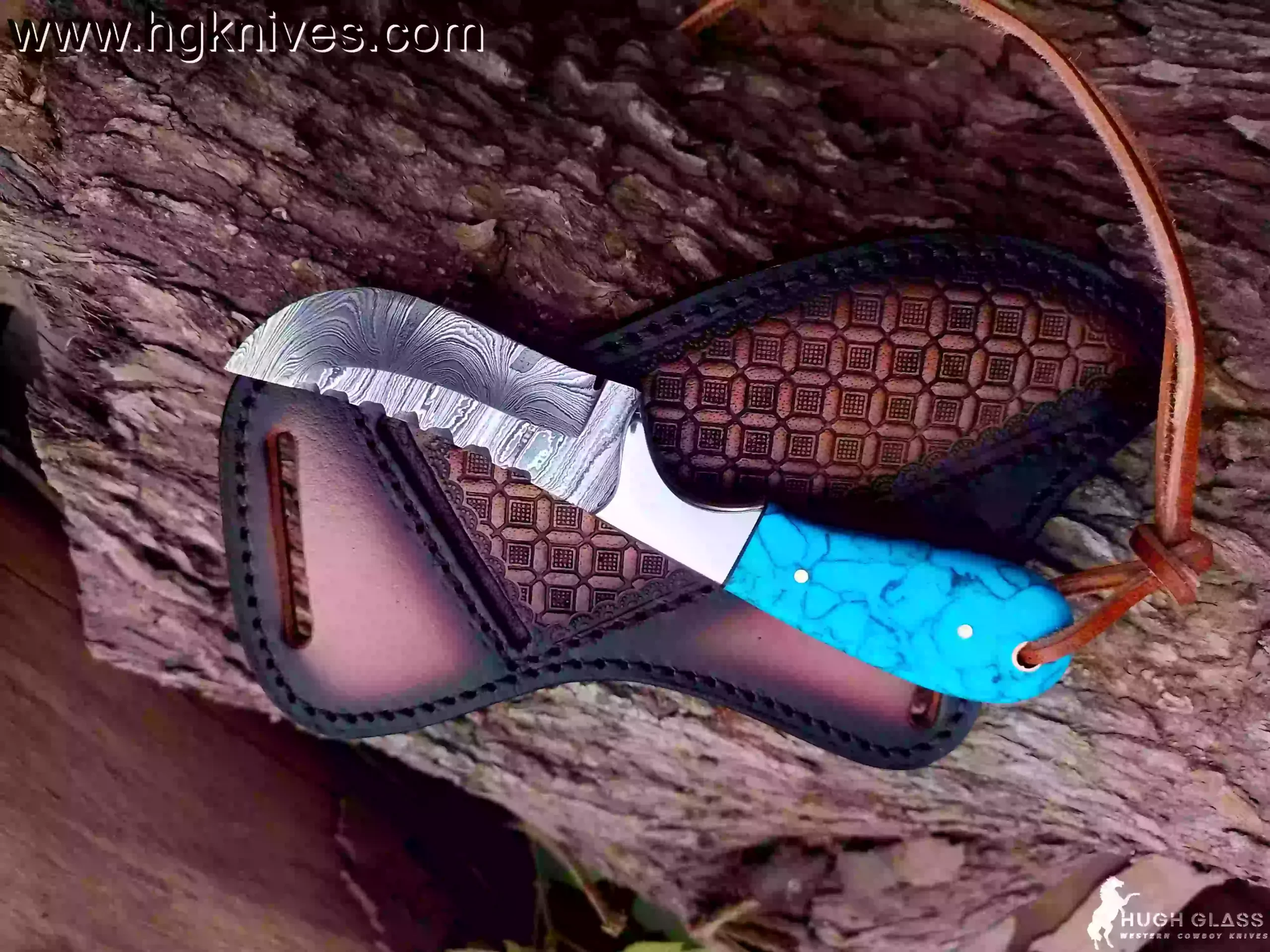 Ergonomic Recon Stone handle and stainless steel bolsters of Custom Cowboy knife