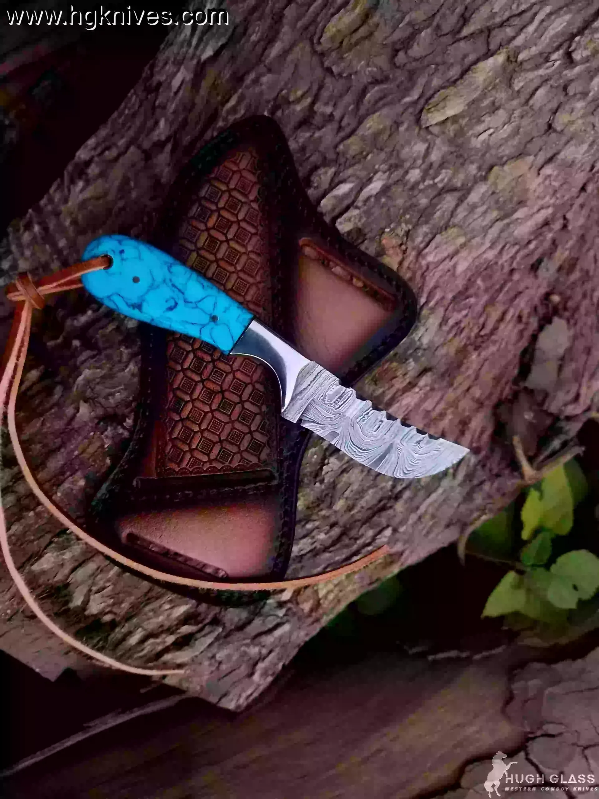 Drop point blade tip demonstrating 5.0 mm spine thickness of full tang knife