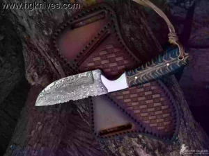 Custom cowboy knife handmade Damascus steel blade