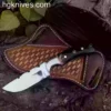 Custom cowboy knife handmade with 440C steel blade and buffalo horn handle