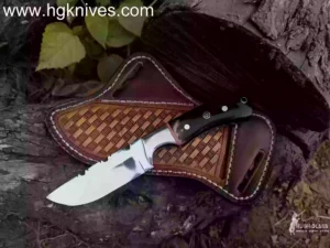 Custom cowboy knife handmade with 440C steel blade and buffalo horn handle